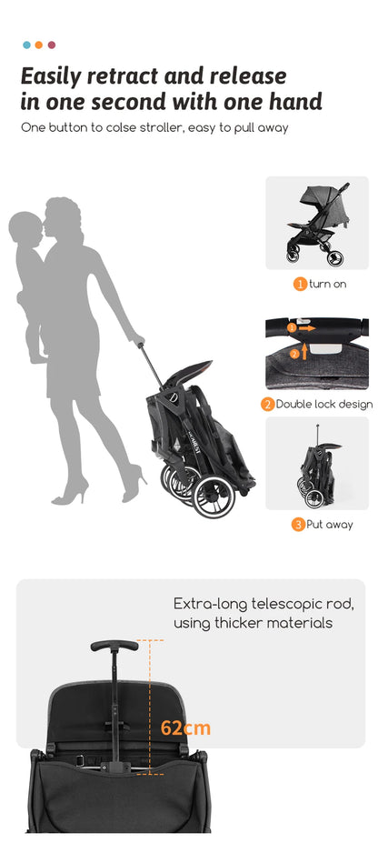 German brand high-end baby stroller 1-5 years old portable travel stroller one-click folding newborn stroller