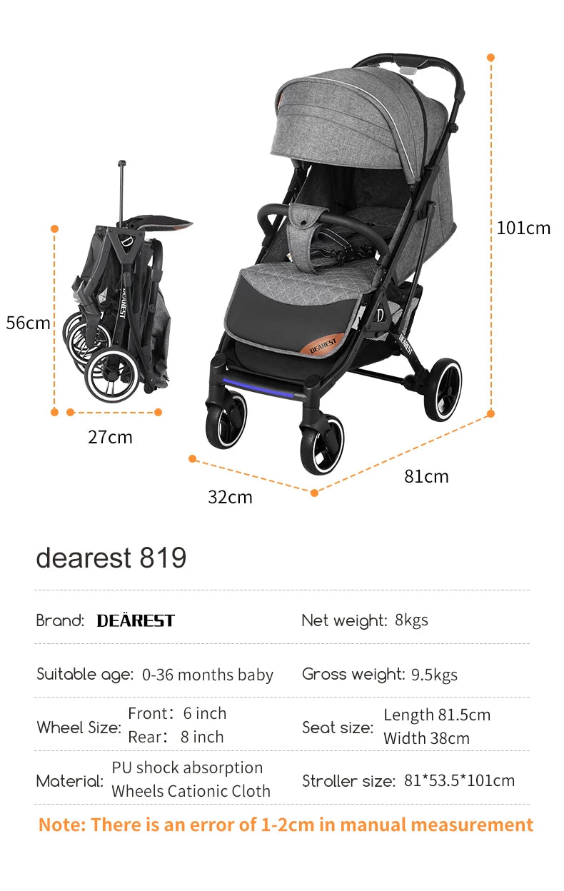 German brand high-end baby stroller 1-5 years old portable travel stroller one-click folding newborn stroller