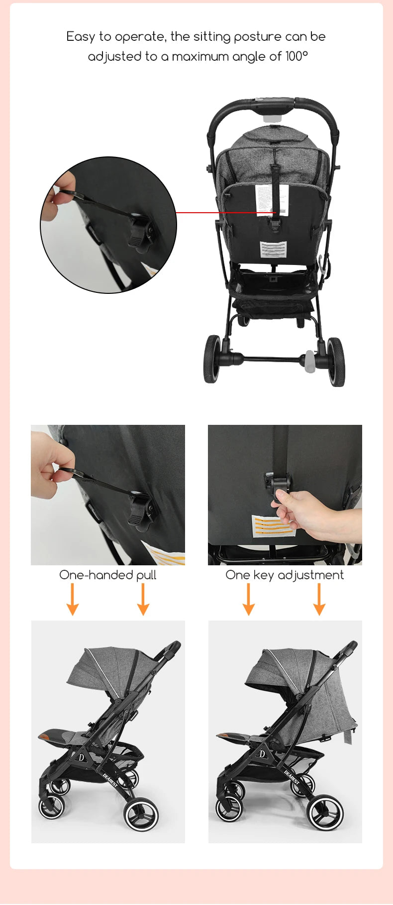 German brand high-end baby stroller 1-5 years old portable travel stroller one-click folding newborn stroller