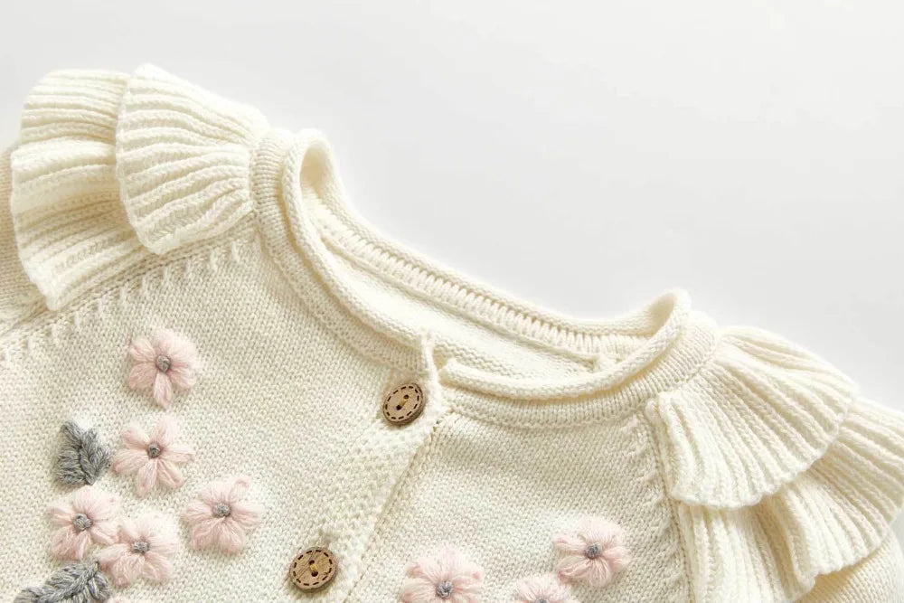 Baby Sweater Fashion Petals Collar Knitted Cardigan Jacket Baby Sweater Coat Girls Cardigan Girls Autumn Winter Sweaters