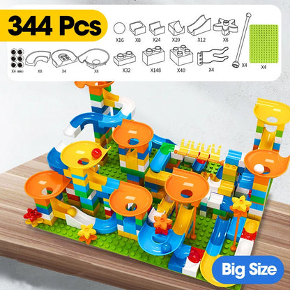 Marble Race Run Big Block Maze Ball Track Building Blocks Funnel Slide Blocks DIY Assembly Bricks Toy For Children Gifts