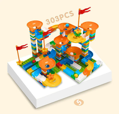 Marble Race Run Big Block Maze Ball Track Building Blocks Funnel Slide Blocks DIY Assembly Bricks Toy For Children Gifts