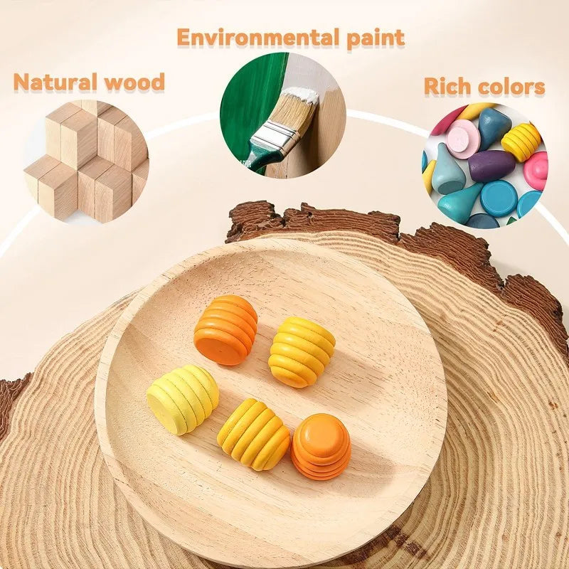 Baby Wooden Constructor Set Nordic Wooden Rainbow Blocks  Loose Parts Montessori Educational Toys Children Toddler  Baby Gifts