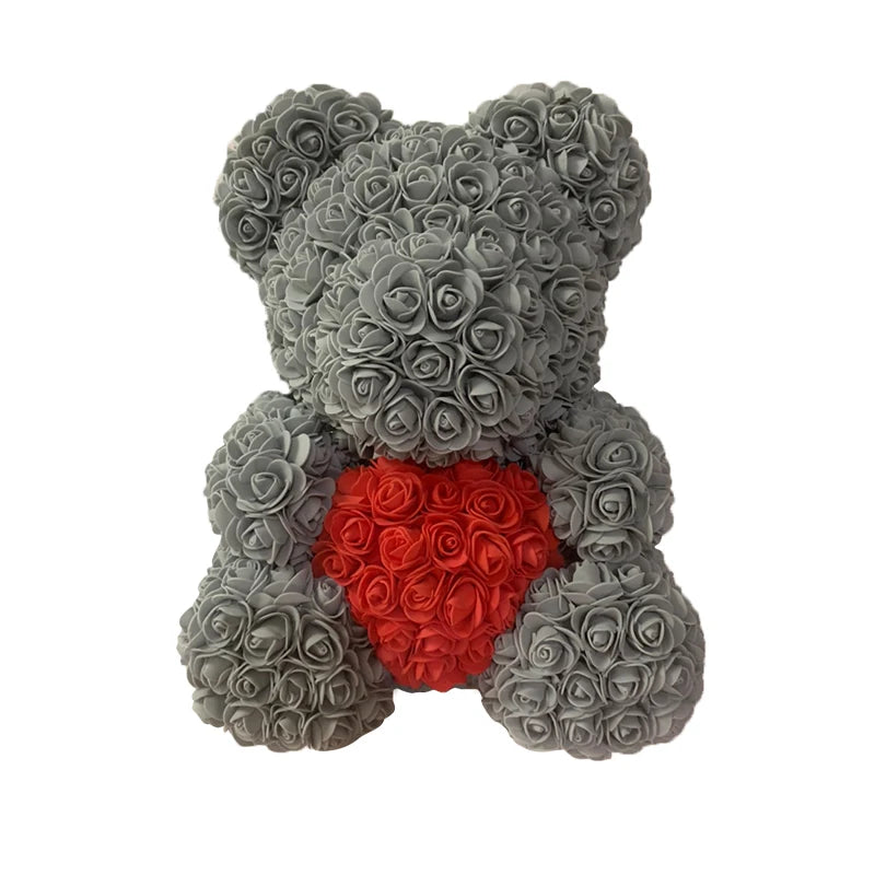 Red Rose Bear 40cm Bear Of Roses Artificial Flower Rose Teddy Bear For Women Valentine's Day Wedding Birthday Christmas Gift