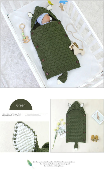 Winter Warm Newborn Baby Swaddle Wrap Knitted Crochet Blanket Sleeping Bag Toddler Baby Fleece Thicken Hooded Stroller Wrap