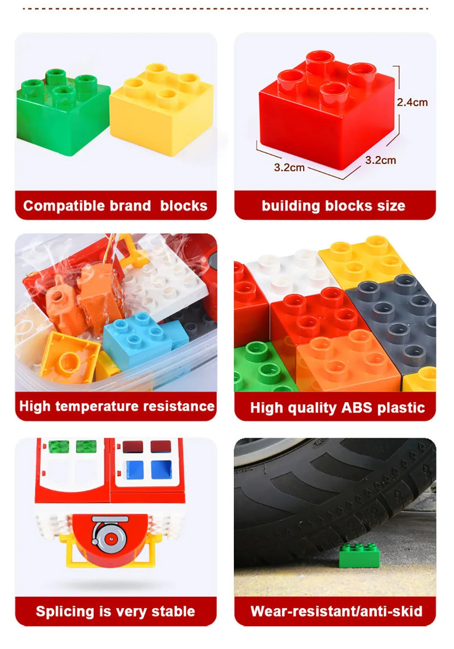 Large Size Building Blocks Set Farm City House Model Car Toys Children DIY Educational Model Blocks Kids Toys Gift