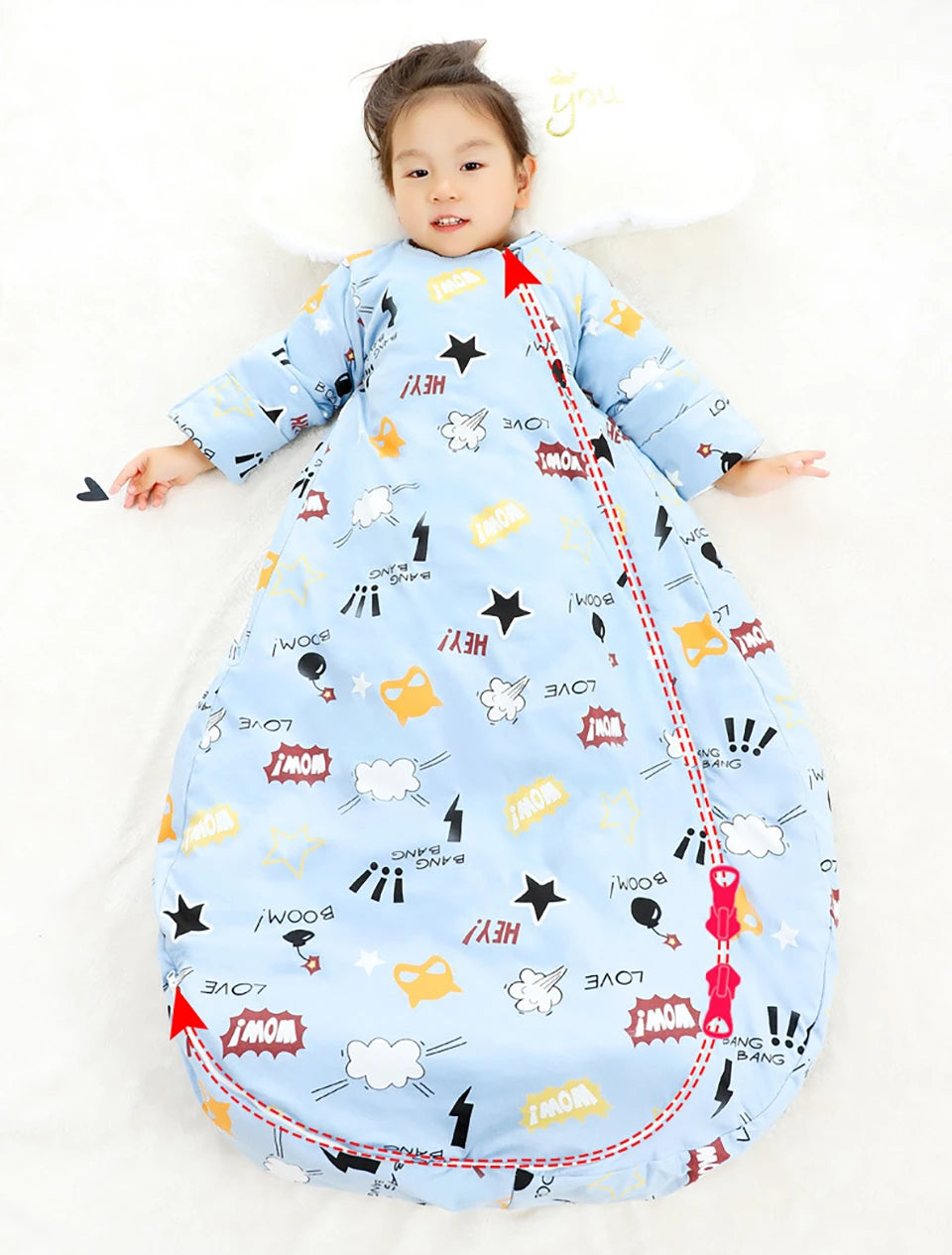 Sleeping Bag For Children 2.5Tog Baby Sleeping Bag Winter Thick Detachable Sleeves Anti-Kick Blanket Infant Quilt Sleepwear