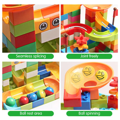 Marble Race Run Big Block Maze Ball Track Building Blocks Funnel Slide Blocks DIY Assembly Bricks Toy For Children Gifts