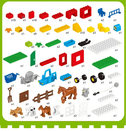 Large Size Building Blocks Set Farm City House Model Car Toys Children DIY Educational Model Blocks Kids Toys Gift