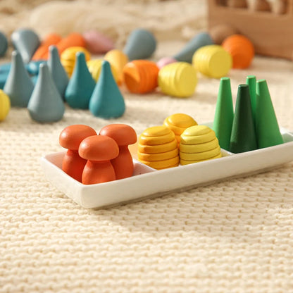 Baby Wooden Constructor Set Nordic Wooden Rainbow Blocks  Loose Parts Montessori Educational Toys Children Toddler  Baby Gifts