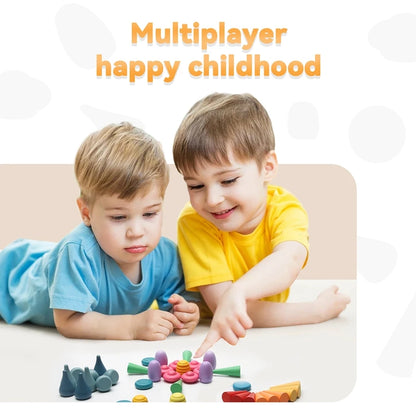 Baby Wooden Constructor Set Nordic Wooden Rainbow Blocks  Loose Parts Montessori Educational Toys Children Toddler  Baby Gifts