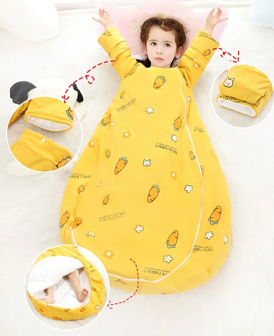 Sleeping Bag For Children 2.5Tog Baby Sleeping Bag Winter Thick Detachable Sleeves Anti-Kick Blanket Infant Quilt Sleepwear