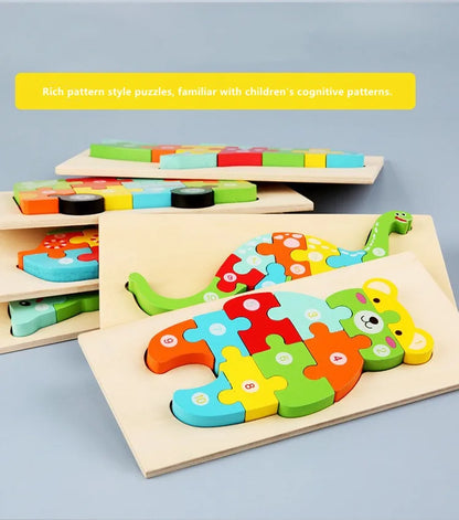 New Kid Jigsaw Board 3D Wooden For Toddlers Puzzle Tangram Cartoon Vehicle Animals Learning Educational Toys for Children Gifts