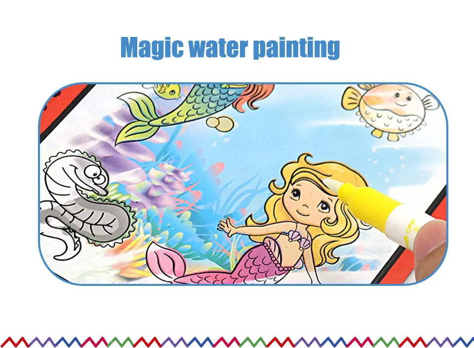 Magic Water Coloring Books Aqua Water Wow Drawing Color  Reusable Drawing Educational Toy With Water Pens For Toddlers Kids