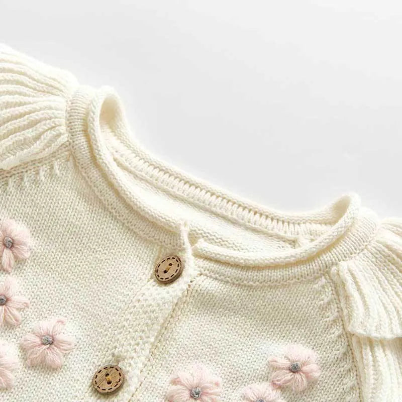 Baby Sweater Fashion Petals Collar Knitted Cardigan Jacket Baby Sweater Coat Girls Cardigan Girls Autumn Winter Sweaters