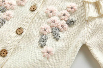 Baby Sweater Fashion Petals Collar Knitted Cardigan Jacket Baby Sweater Coat Girls Cardigan Girls Autumn Winter Sweaters