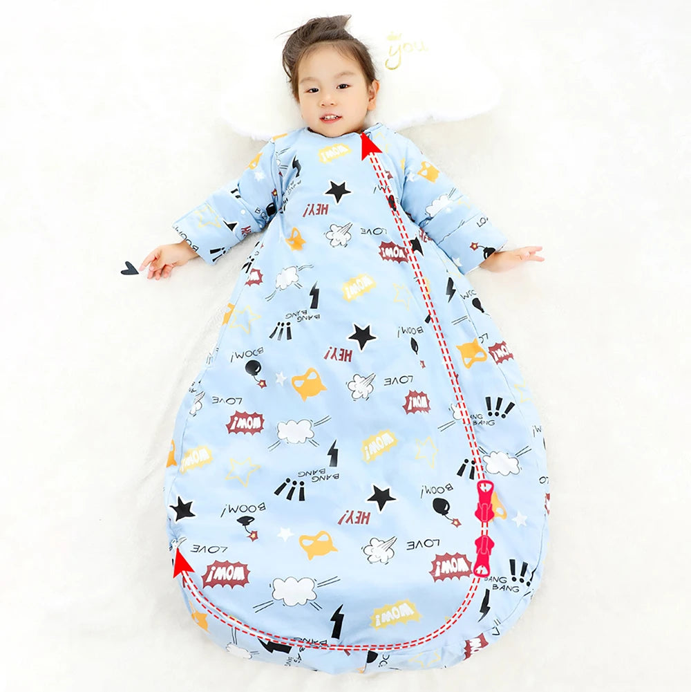 Sleeping Bag For Children 2.5Tog Baby Sleeping Bag Winter Thick Detachable Sleeves Anti-Kick Blanket Infant Quilt Sleepwear