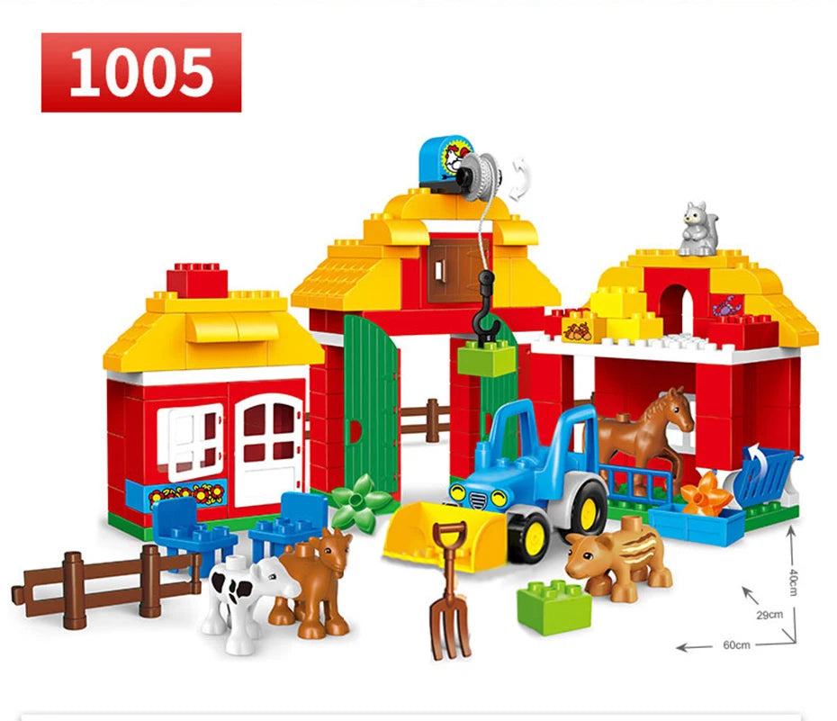 Large Size Building Blocks Set Farm City House Model Car Toys Children DIY Educational Model Blocks Kids Toys Gift