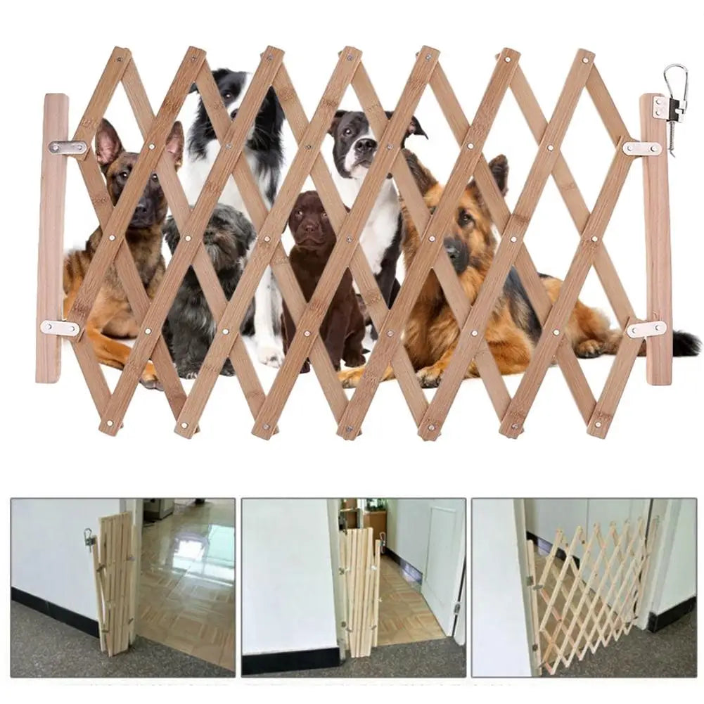 Wooden Fence Retractable Pet Gate Pet Fence Baby Door Gates Dog Stair Gate Extendable Safety Gate Child Safety Wood Door