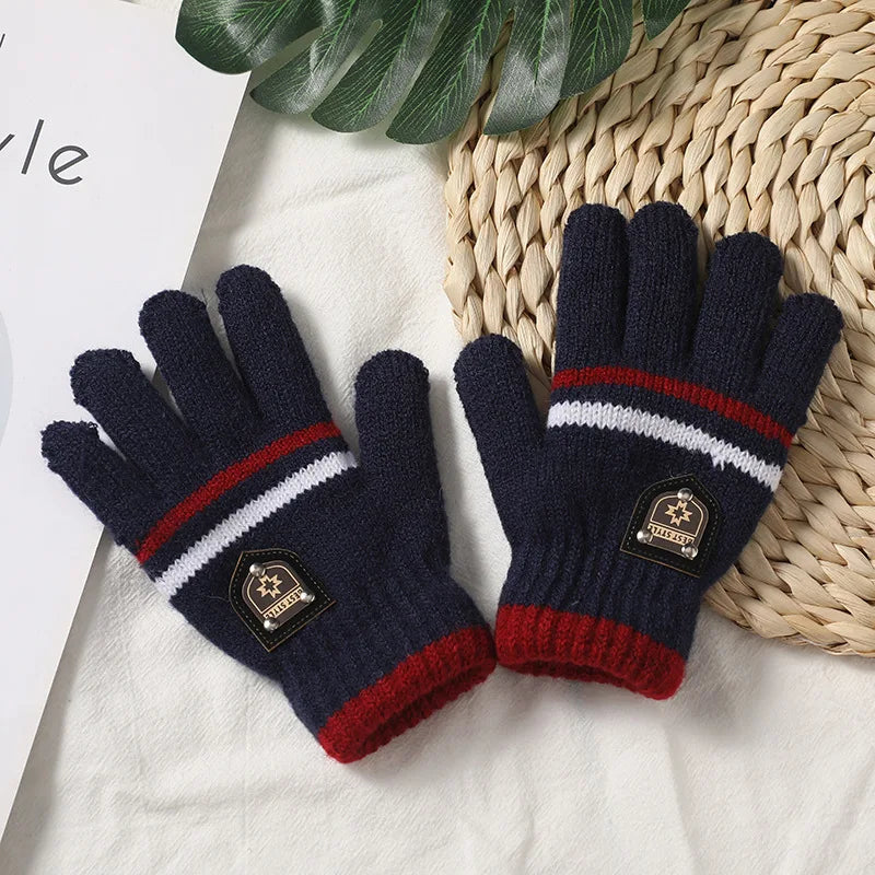 Kids Gloves Winter Full Finger Gloves Knitted Soft Children Mittens 3-8Y Boys Girls Gloves Thick Keep Warm Autumn Glove