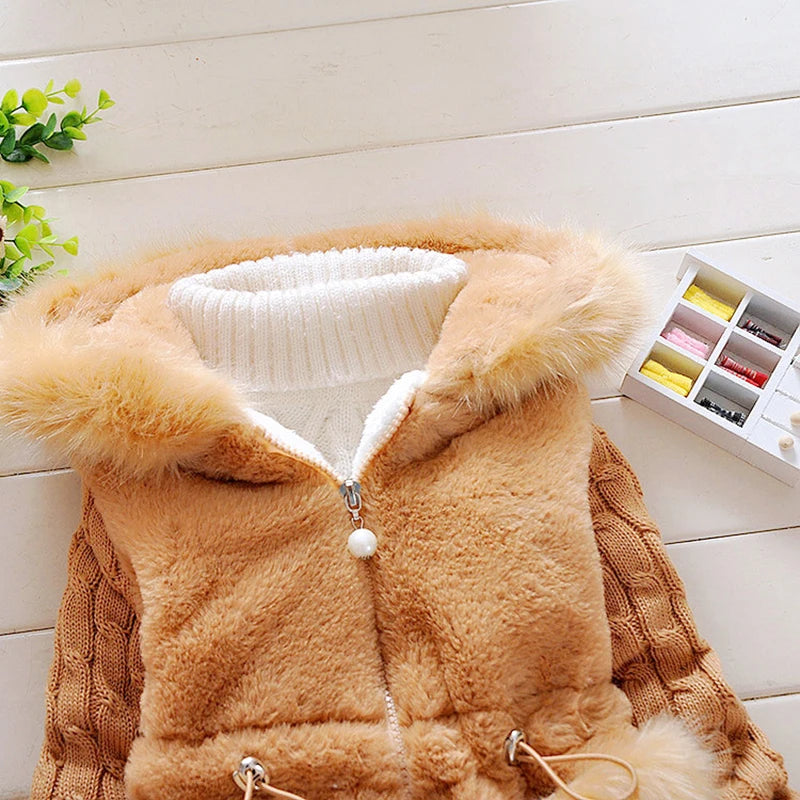 Plush Baby Jacket Thicken Warm Winter Jackets For Girls Sweater Coat Fashion Infant Hooded Outwear 1-4 Year Toddler Girl Clothes