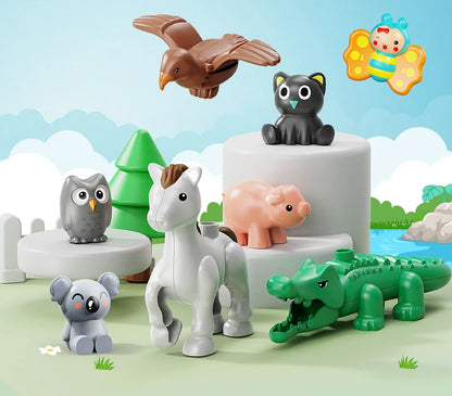 Big Size DIY Building Blocks Animal Accessories Figures Lion Whale Cat Dog Pig Owl Compatible Bricks Zoo Toys for Children Gifts