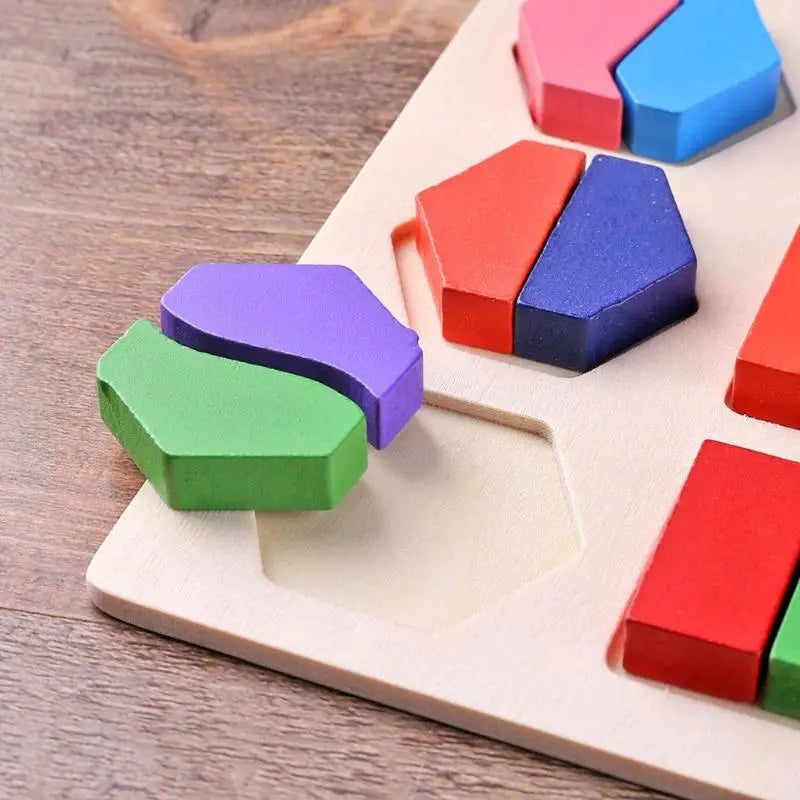 Wooden Geometric Shapes Montessori Puzzle Sorting Math Bricks Preschool Learning Educational Game Baby Toddler Toys for Children