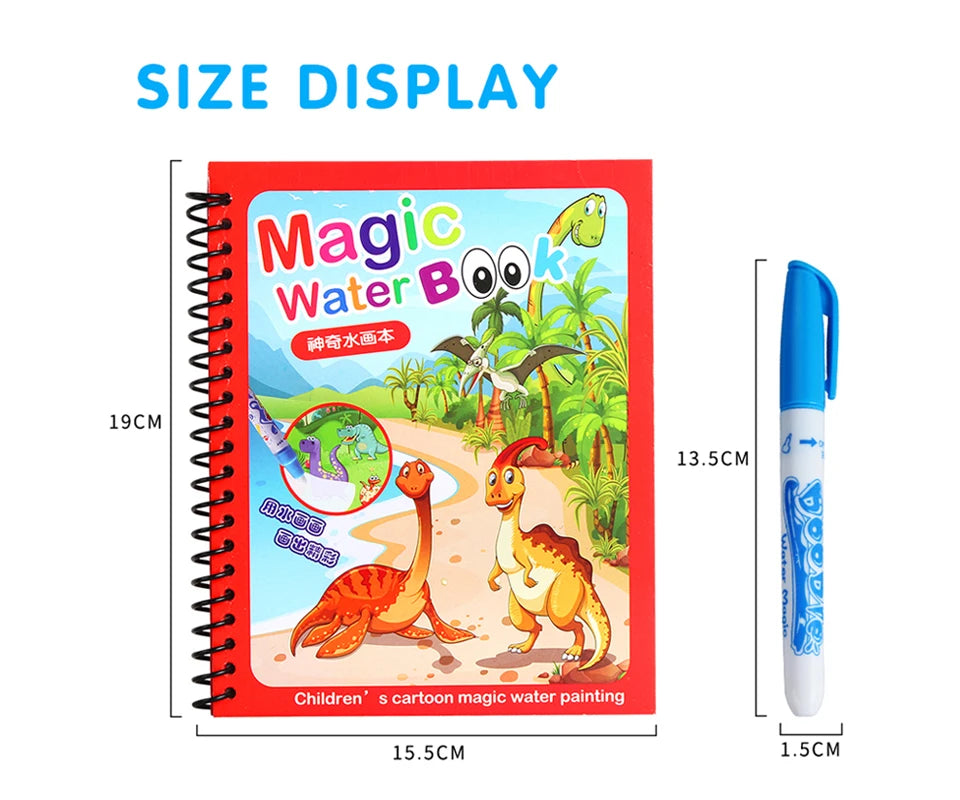 Magic Water Coloring Books Aqua Water Wow Drawing Color  Reusable Drawing Educational Toy With Water Pens For Toddlers Kids