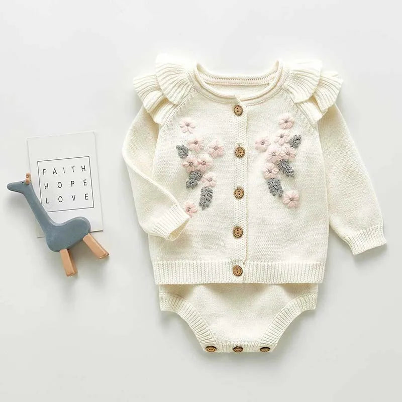 Baby Sweater Fashion Petals Collar Knitted Cardigan Jacket Baby Sweater Coat Girls Cardigan Girls Autumn Winter Sweaters