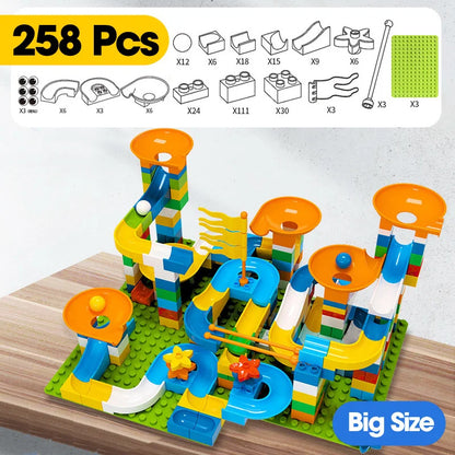 Marble Race Run Big Block Maze Ball Track Building Blocks Funnel Slide Blocks DIY Assembly Bricks Toy For Children Gifts