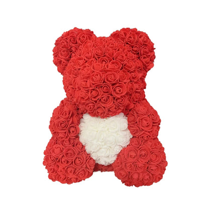 Red Rose Bear 40cm Bear Of Roses Artificial Flower Rose Teddy Bear For Women Valentine's Day Wedding Birthday Christmas Gift