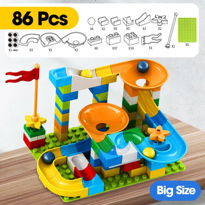 Marble Race Run Big Block Maze Ball Track Building Blocks Funnel Slide Blocks DIY Assembly Bricks Toy For Children Gifts