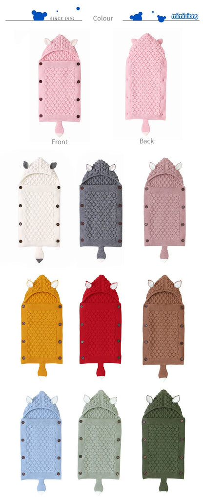 Winter Warm Newborn Baby Swaddle Wrap Knitted Crochet Blanket Sleeping Bag Toddler Baby Fleece Thicken Hooded Stroller Wrap