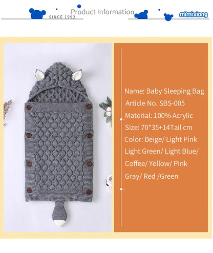 Winter Warm Newborn Baby Swaddle Wrap Knitted Crochet Blanket Sleeping Bag Toddler Baby Fleece Thicken Hooded Stroller Wrap