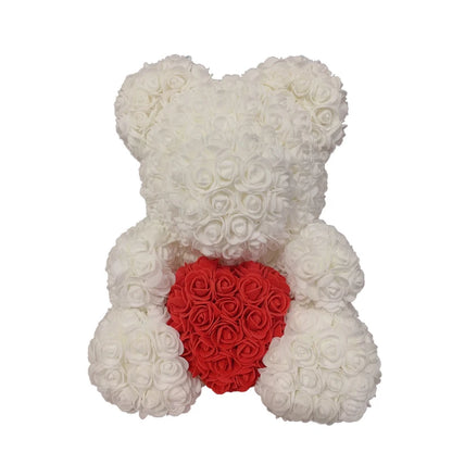 Red Rose Bear 40cm Bear Of Roses Artificial Flower Rose Teddy Bear For Women Valentine's Day Wedding Birthday Christmas Gift