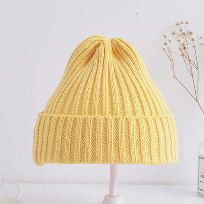 6 Months To 5 Years Baby Kids Winter Warm Ribbed Knitted Beanie Hat New Sweet Solid Candy Color Toddlers Windproof Cap