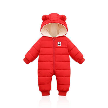 overalls baby clothes Winter Plus velvet New born Infant Boys Girls Warm Thick Jumpsuit Hooded Outfits Snowsuit coat kids Romper