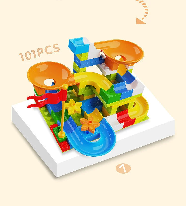 Marble Race Run Big Block Maze Ball Track Building Blocks Funnel Slide Blocks DIY Assembly Bricks Toy For Children Gifts