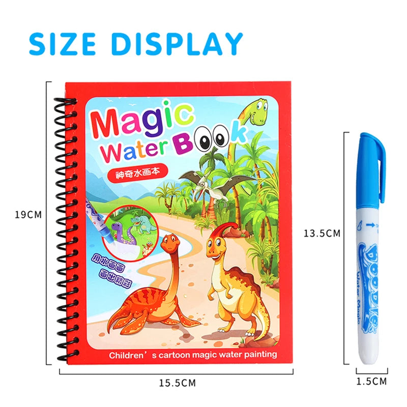 Magic Water Coloring Books Aqua Water Wow Drawing Color  Reusable Drawing Educational Toy With Water Pens For Toddlers Kids