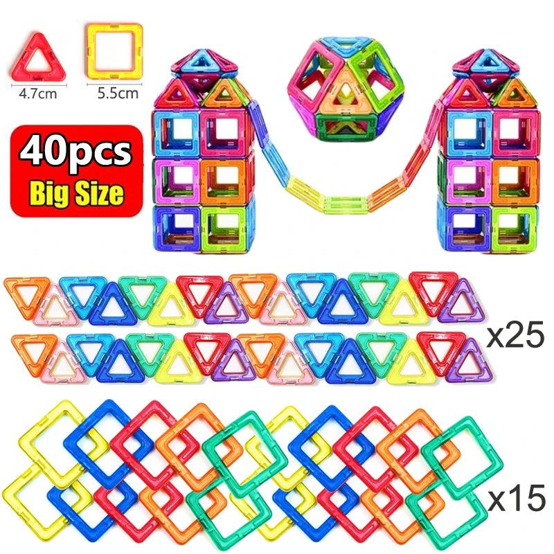 40PCS Medium Size Magnetic Designer Magnet Building Blocks Accessories Educational constructor Toys For Children