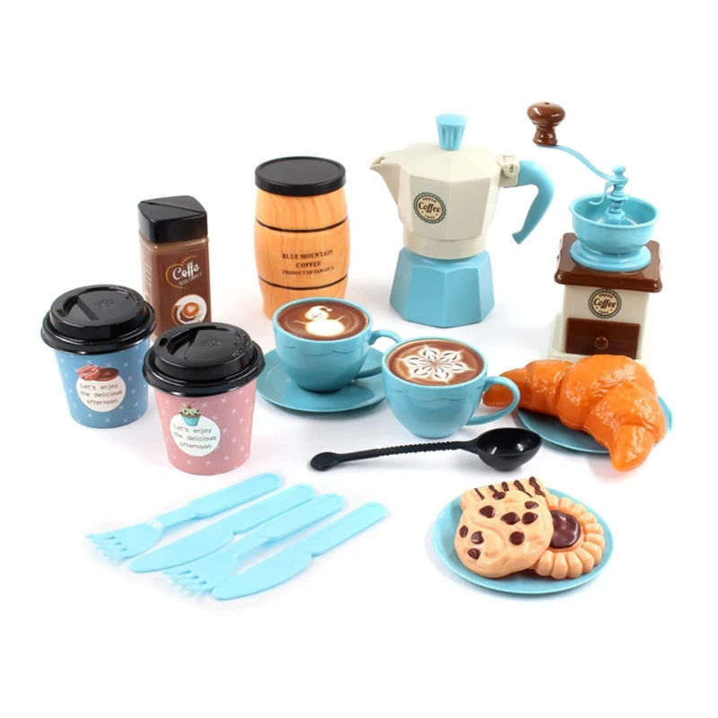 Kids Coffee Machine Toy Set Kitchen Toys Simulation Food Toaster Bread Coffee Cake Pretend Play Game Gift Toys For Children