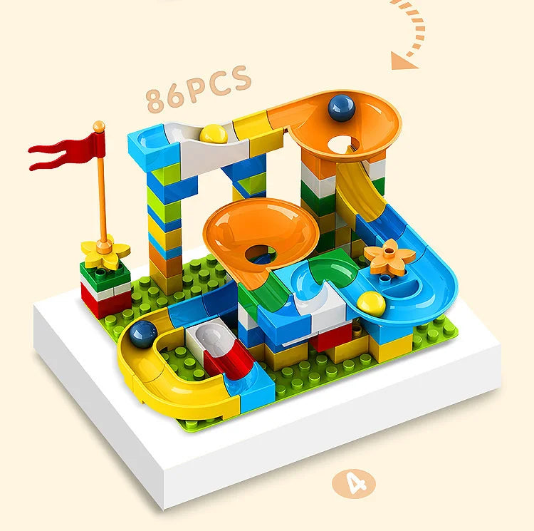 Marble Race Run Big Block Maze Ball Track Building Blocks Funnel Slide Blocks DIY Assembly Bricks Toy For Children Gifts