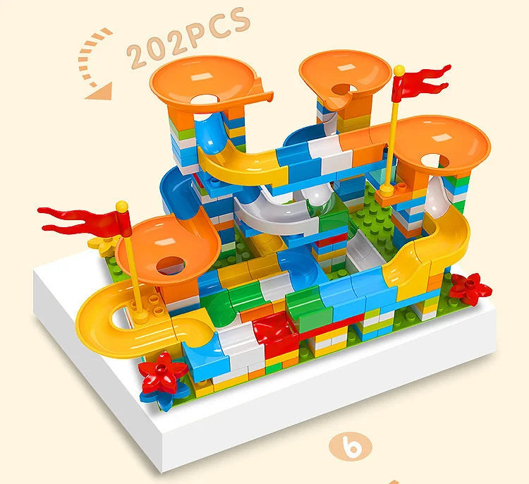 Marble Race Run Big Block Maze Ball Track Building Blocks Funnel Slide Blocks DIY Assembly Bricks Toy For Children Gifts