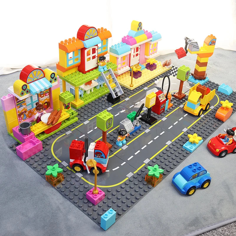 Big Particles Building Blocks City Construct Road Street Base Plates Sets Diy Bricks Accessories Educational Toys For Children