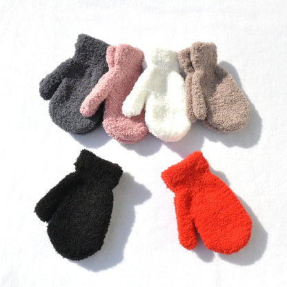 5-11 Years Old New Baby Mittens Newborn Children Kids Gloves Mohair Plush Thick Boys Girls Gloves Winter Accessories for Kids