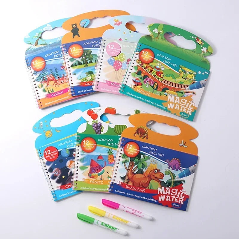 Magical Water Painting Book Toddler Early Education Toys Reusable Magic Drawing Coloring Book for Kids Children Montessori Toys