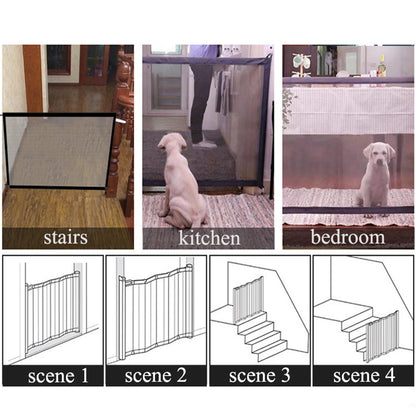 Retractable Baby Fence Barrier Foldable Baby Safety Gate With 4 Hooks Nylon Mesh Portable Protection Door Pet Isolation Net