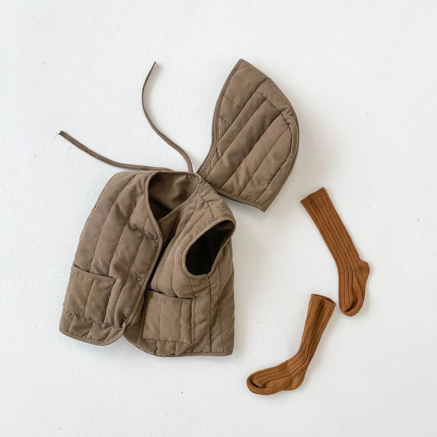 Autumn Winter Baby Vest with Hat  2PCS Warmer Cotton Coat Fashion Korean Kids Waistcoat Outerwear Jackets