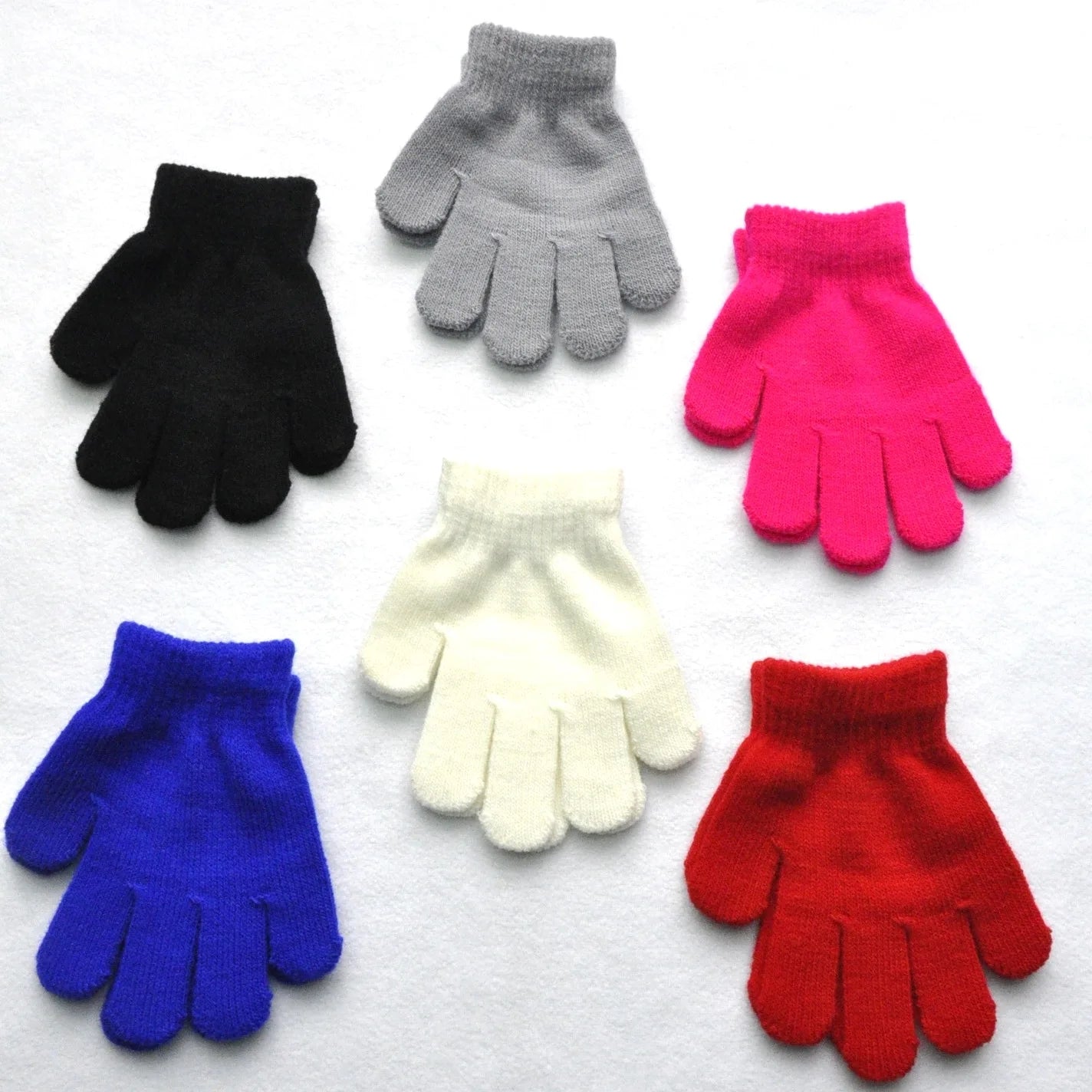 Black White Gray Kids Knitted Gloves 3-7 Years Baby Girls Winter Warm Gloves Baby Boys Little Student Gloves Dropshipping