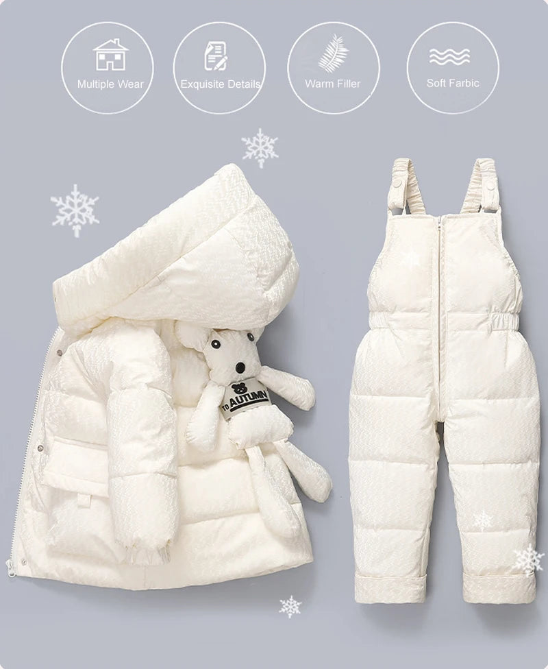 Winter Overalls Jumpsuit for Girls Boy Children Suits Jackets Kids Snowsuit Duck Down Parka Coat Toddler Baby Bear Toy Outerwear